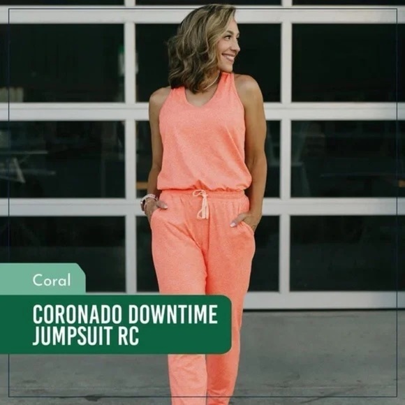 ZYIA Jumpsuit Women's Size‎ Medium Coral Orange One-Piece Buttery-Soft Stretch - Picture 13 of 15